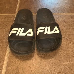 Black Fila Slides